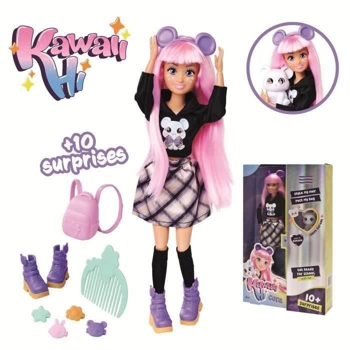 Kawaii Hi Cora - Kawaii Articulated Fashion Doll - For Styling and Dressing Up - Many Accessories and Her Mouse - From 4 Years