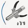 Grease Gun Coupler with 12" Hose, Heavy Duty 10000 PSI Leak-Proof | 10000 PSI 6-jaw Coupler + 12" Flex Hose + 3 M6/M8/M10 Nozzles. Zinc-alloy Steel.