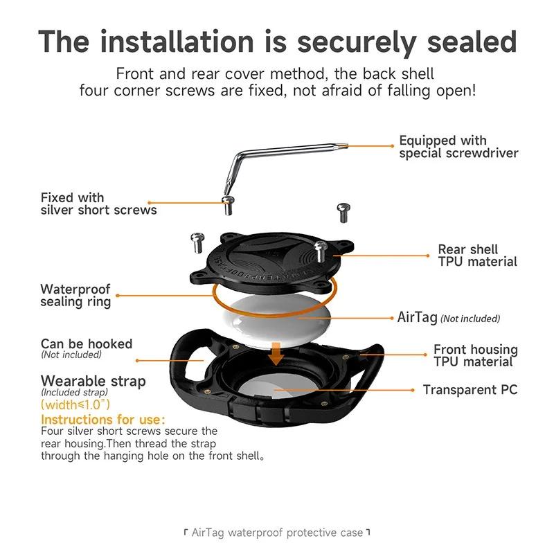 Für Airtag-Tracking Anti-Verlust-Uhr mit drei wasserdichten Hüllen, TPU-Armband wasserdichte Schutzhülle