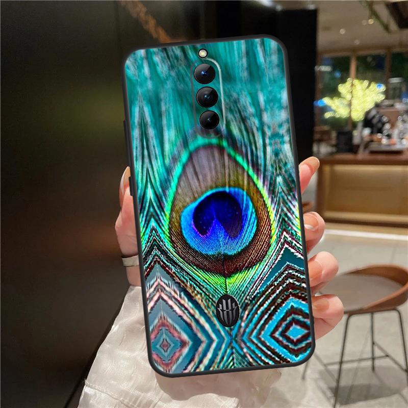 Vogel Pfauenfeder Hülle Für ZTE Nubia Red Magic 11 10 9 8 9S 8S 10S Pro Plus 6 7 6S 7S Für RedMagic 10 Air Cover