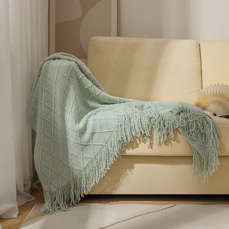 Tassel Summer Thin Throw Blanket Knitted Sofa Cover Blanket Office Air Conditioning Window Blanket Cozy Small Napping Throw Blanket For Home