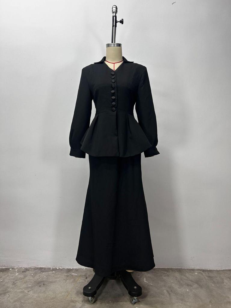 2025 Autumn Elegance: Women's Long-Sleeve Suit and Hip-Hugging Skirt Set