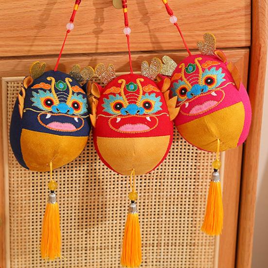 2024 Chinese New Year Dragon Plush Toy with Lanyard Tassel Dragon Mascot Doll Pendant Hanging Ornament Chinese Lunar New Year Gift