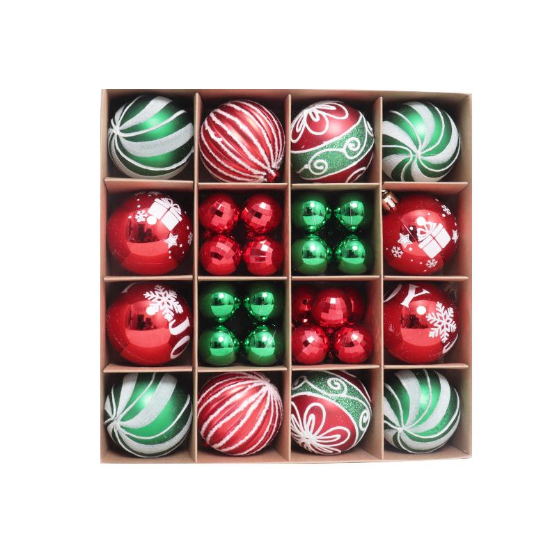 6cm Electroplated Pink Christmas Ball Ornaments - 16 Piece Set with Snowflakes