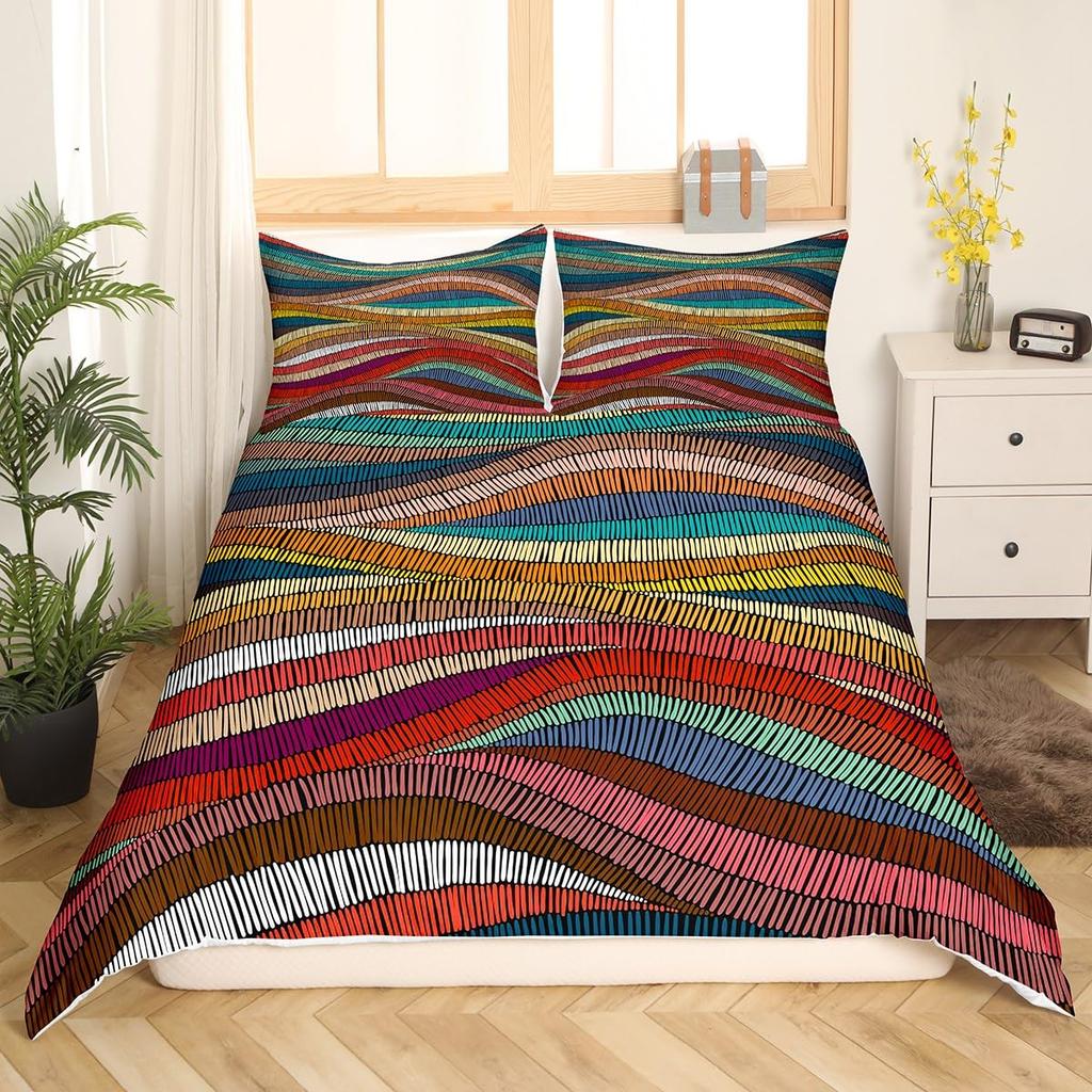Wavy Duvet Cover Sets For Kids Teens Queen King Lightweight Quilt Covers Modern Abstract Bedding Sets Bedroom Decor No Comforter