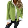 Winterjacke für Damen, Rundhalsausschnitt, dickes Fleece, offener Stich, kurze Strickjacke, lange Ärmel, warm, winddicht, wärmespeichernd, Outdoor-Mantel