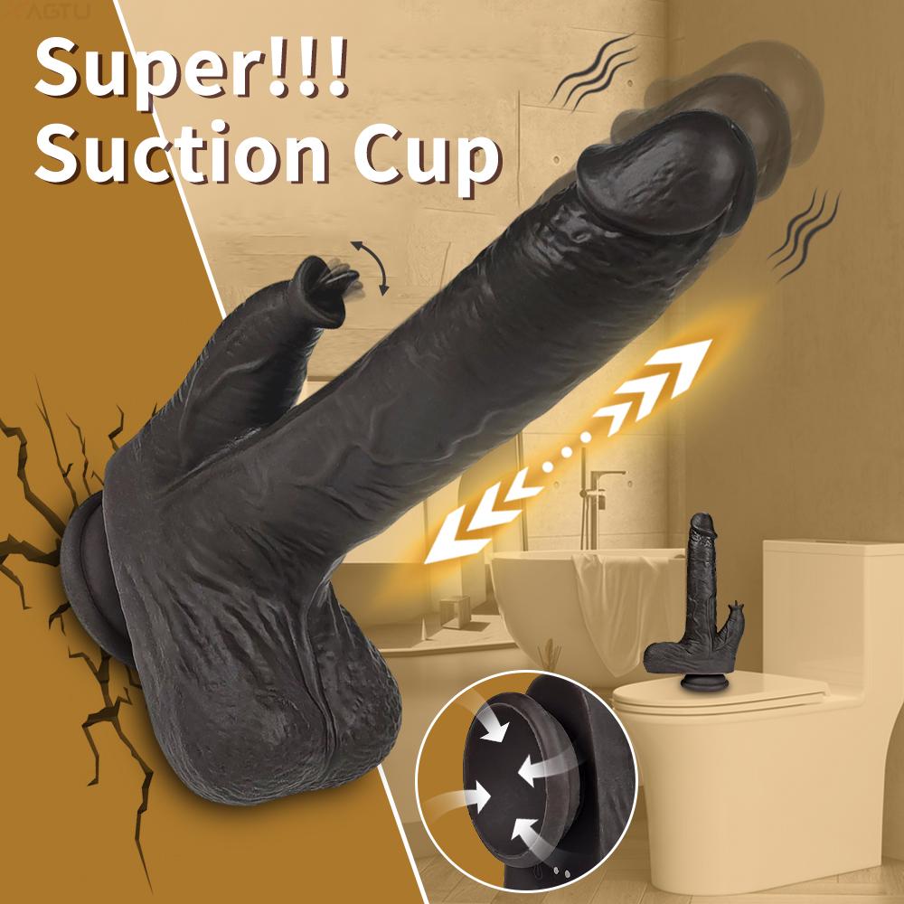 Heating Thrusting Dildo Licking Vibrator For Women, Realistic Dildo Wireless Clitoral Stimulator With 6 Telescopic & 10 Vibrations & 10 Licking Modes