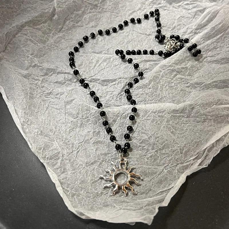 Vintage Fashion Leather Rope Star Pendant Necklace For Women Men Antique Silver Color Jewelry Accessories Y2k Aesthetic