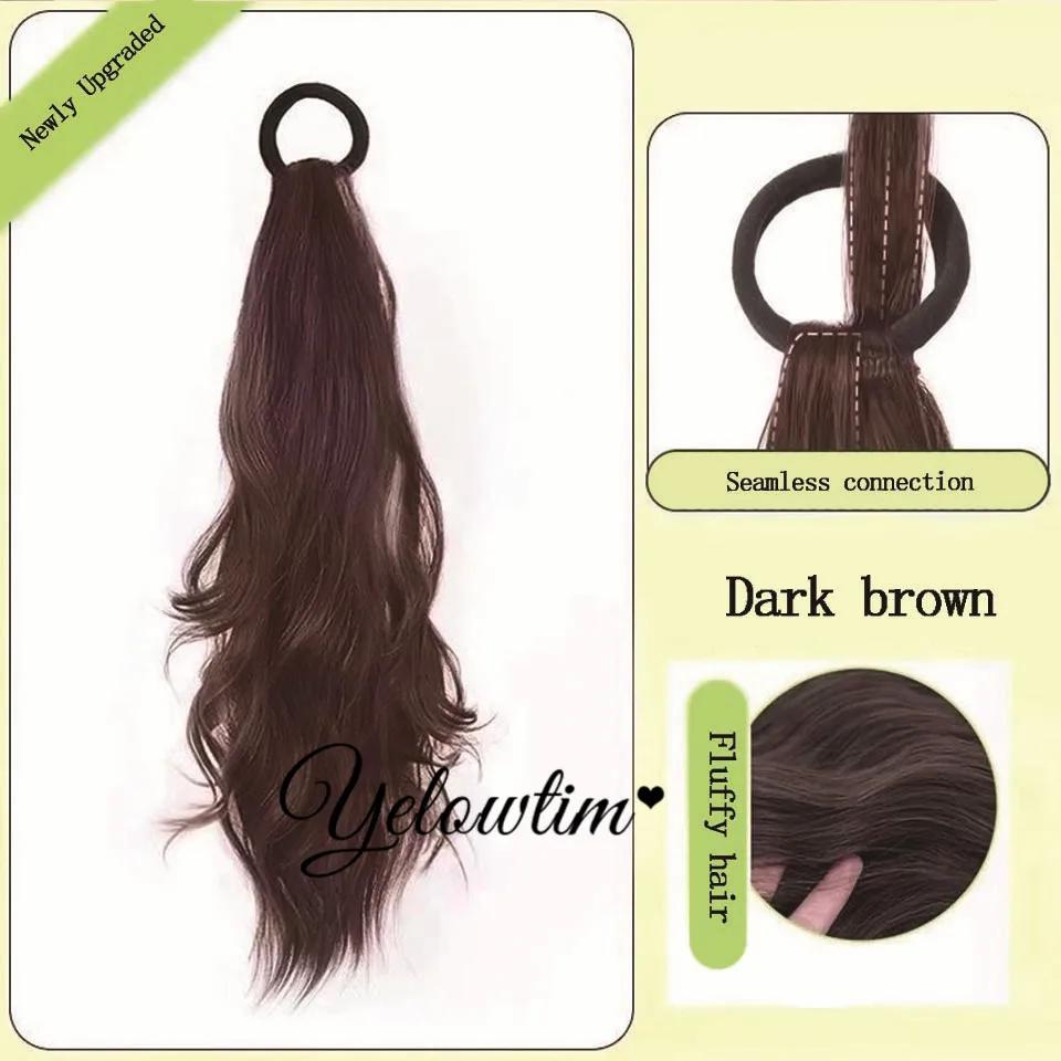 

16-дюймовый волнистый хвост с высококачественной эластичной кожаной лентой для женщин, синтетические накладные волосы, аксессуары для волос, идеально подходящие для ежедневного использования 16inch