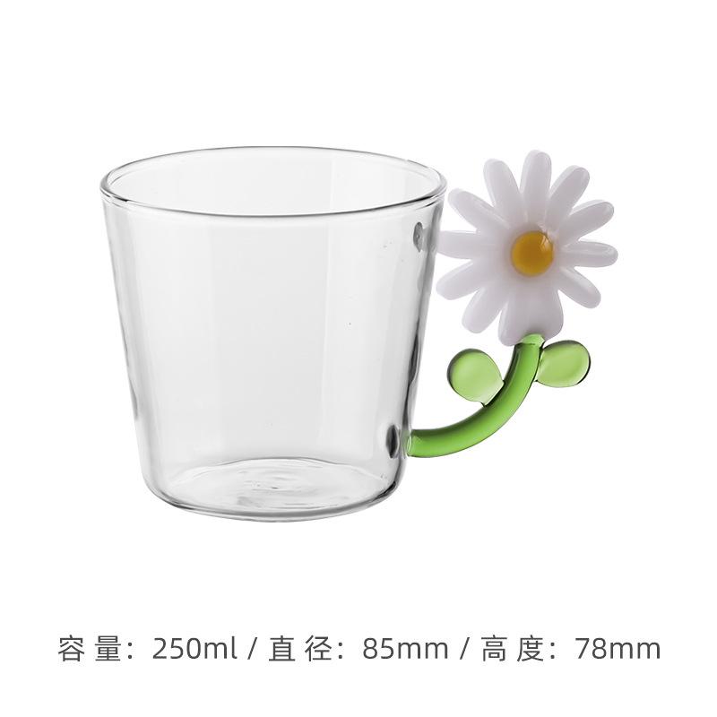 High-End Insulated Borosilicate Glass Water Cup Set Transparent Handle High Temperature Resistant for Household Breakfast Coffee 250ml