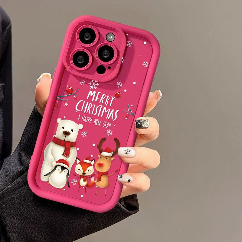 Christmas animal for iPhone17 ProMax phone case 16 Apple 17 matte 14/15 Premium 13