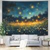 VIKAMA Skurrile Glühwürmchen Nachthimmel Wandteppich Lebendige Sommerwiese Szene Wandteppich Wohnzimmer Schlafzimmer Wanddekoration Wandteppich