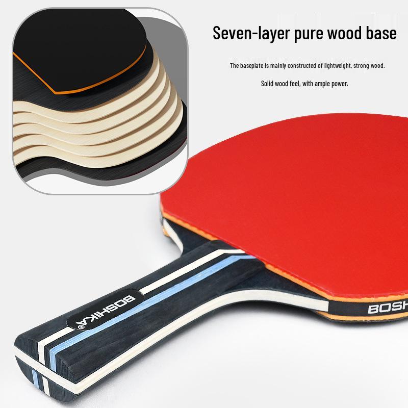 Boshi Ka Table Tennis Set: High-Elastic Rackets with Horizontal Grip - Includes 2 Rackets & 3 Balls for Beginner Training