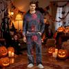 Men's Halloween Pajama Set Long Sleeve with Buttoned Crotch and Elastic Drawstring Waist Sleepwear