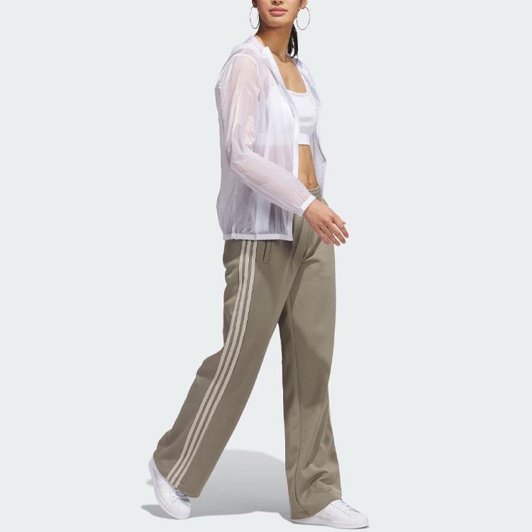 Adidas Originals Tricot Warm Up Pants Three Stripe Color Block Loose Knit Sports Pants Women Bottoms Earth-Brown IJ5227