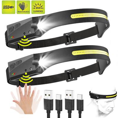 230°Bright Beam Headlamp LED Sensor Head Lamp Built-in Battery USB Rechargeable Head Flashlight Outdoor Camping Fishing Headligh
