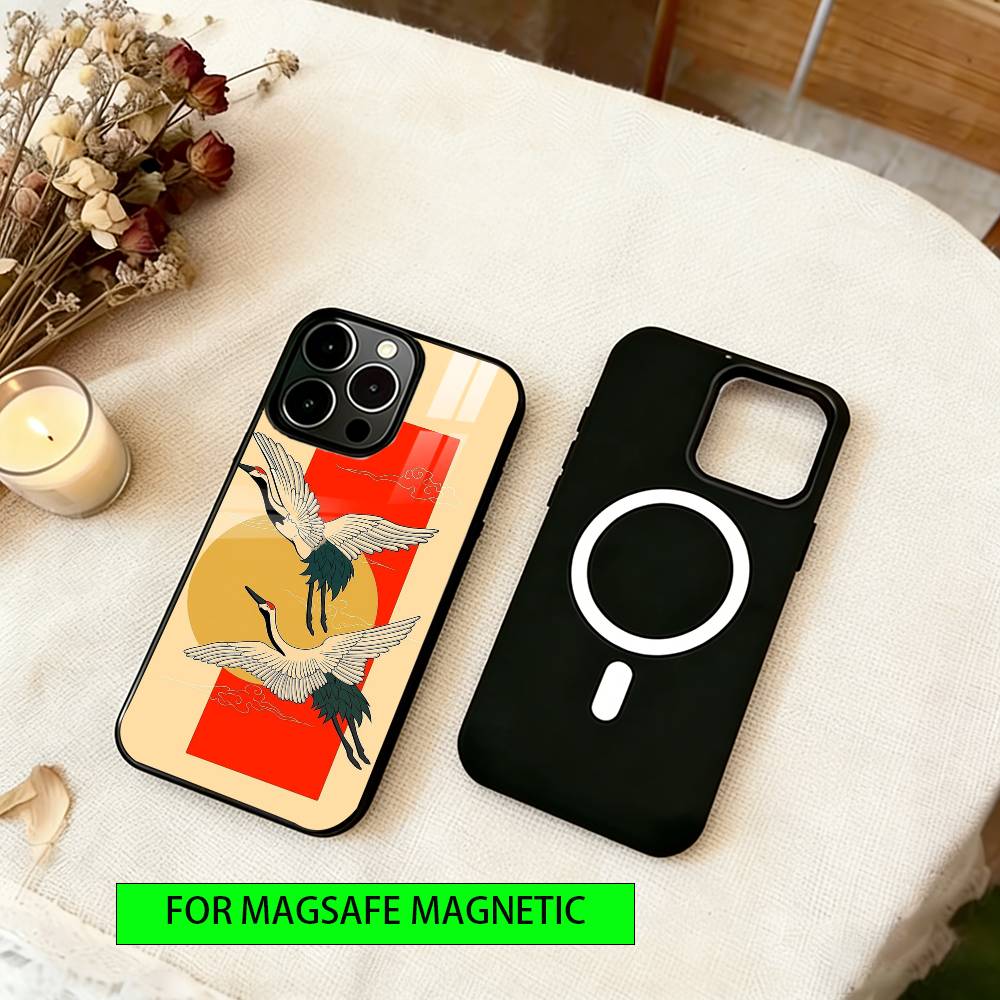 Crane Phone Case For iPhone17,16,15,14,13,12,11 Plus,Pro Magnetic with Magsafe Wireless Charging