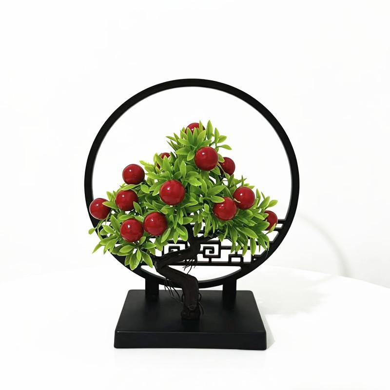 New Chinese Style Screen Divider With Small Fruit Faux Plants For Home Decor And Gifts