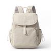 Solid Color Flap Backpack with Front Zipper Pocket Top Handle Adjustable Straps Casual School Daypack