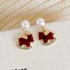 Rhinestone Zircon Horse Earrings Red Rocking Horse Earrings Cute Animal Earrings  Women Jewelry