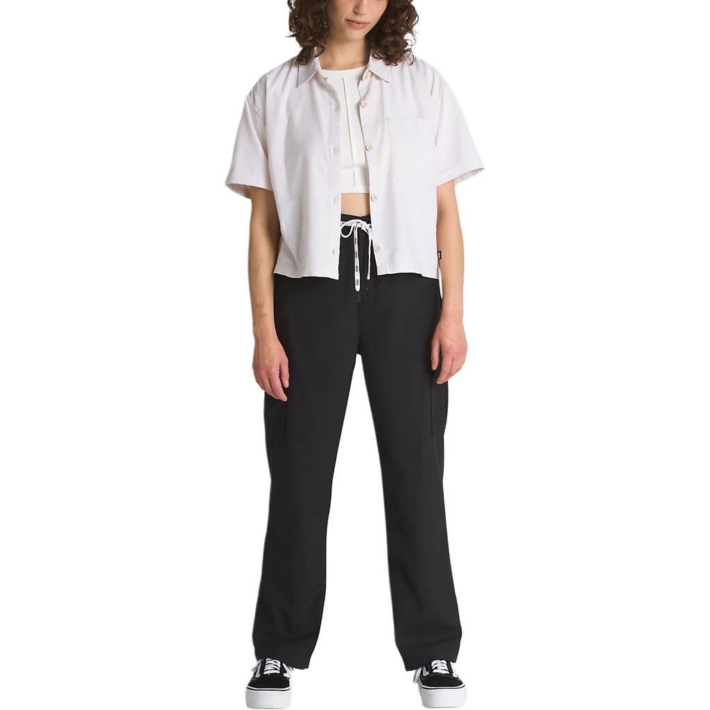 Vans Mcmillan Square Neck Single-Breasted Fitted Short Sleeve Shirt Women Tops Oatmeal VN000F742N1