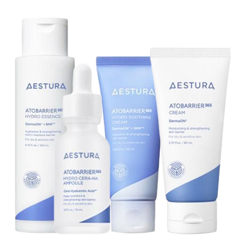 

AESTURA Atobarrier365 Hydro Skincare Set (Hydro Essence Toner 200ml + Cera-Hyal Ampoule 30ml + Soothing Cream 60ml + Moisture Cream 80ml)