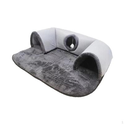 Function Cat Tunnel Bed Hideaway with Hanging Toys Play Area for Indoor Cats And Bunnies