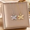 Women's Butterfly Titanium Necklace: Micro-Inlaid Diamonds, Exquisite Luxury, Non-Fading Design