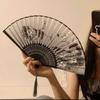 Floral Print Folding Fan with Tassel Chinese Style Hand Held Fan Portable Summer Cooling Fan Dance Performance Party Photo Props