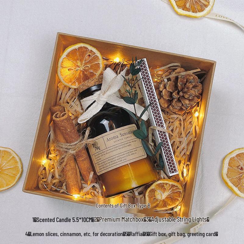 Vintage Aromatherapy Candle Gift Box for Girls - Perfect for Birthdays, Valentine's Day, Qixi Festival, and Bedroom Decoration