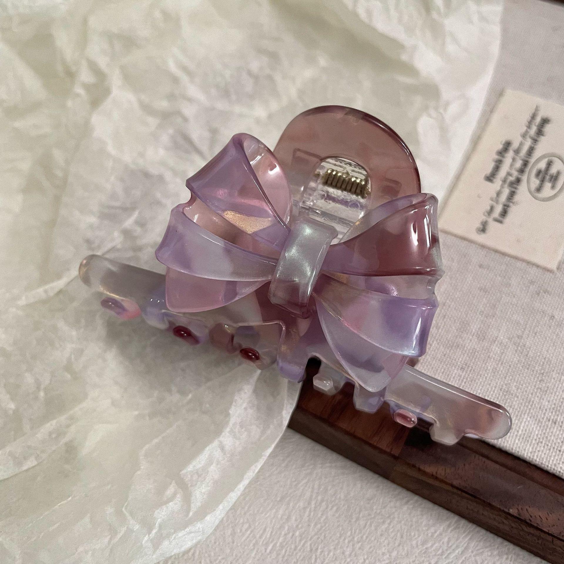 

«Корейская заколка-русалка с двухсторонним бантом»: Элегантный зажим «Акула» из уксусной кислоты