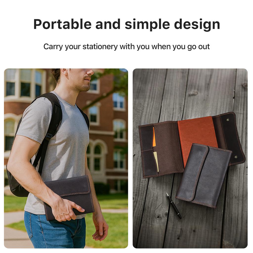 Dropship Handmade Vegetable Tanned Leather A5 Journal Cover With Flap Design Notebook Wallet Customazible Book Sleeve Pouch
