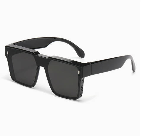 Shiny Black Sunglasses with Black Gray One Size