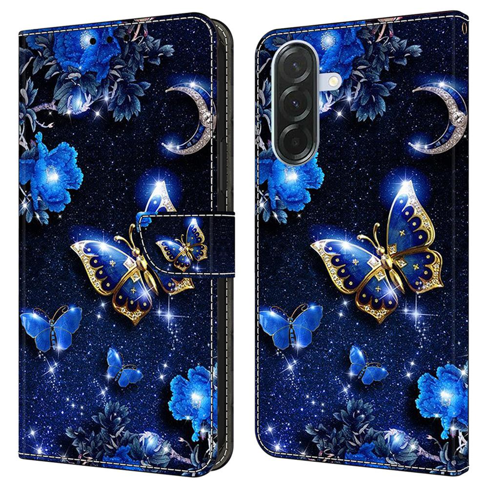 Kožené pouzdro pro Samsung Galaxy A16 5G/4G s potiskem vzoru, peněženkou a stojánkem, flipový kryt na telefon