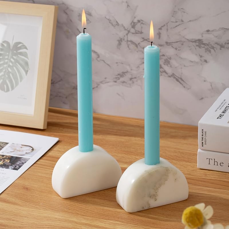 Natural Marble Candle Holder, U-Type Candlestick Holders for Taper Candles, Modern Candle Holder, Candle Sticks Holder Marble Home Decor (Natural