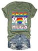 Summer New Shortsleeved Casual Tshirt Free Mom Hugs Print Loose Crew Neck Fashion Top Jumper