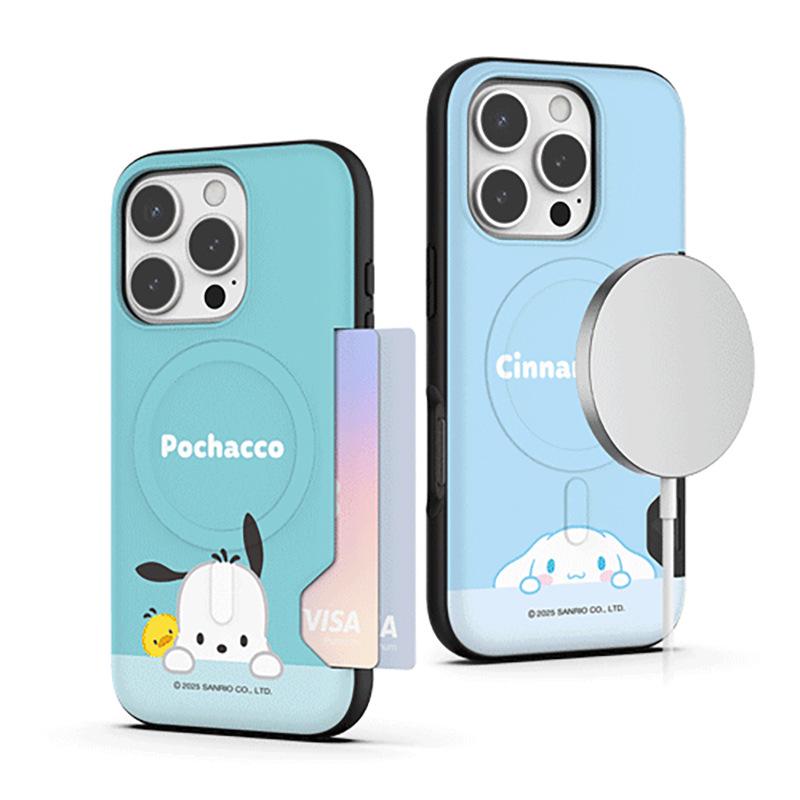 Magnetische Schutzhülle für iPhone 17 Pro Max mit Kartenschlitz - Hello Kitty & Kuromi