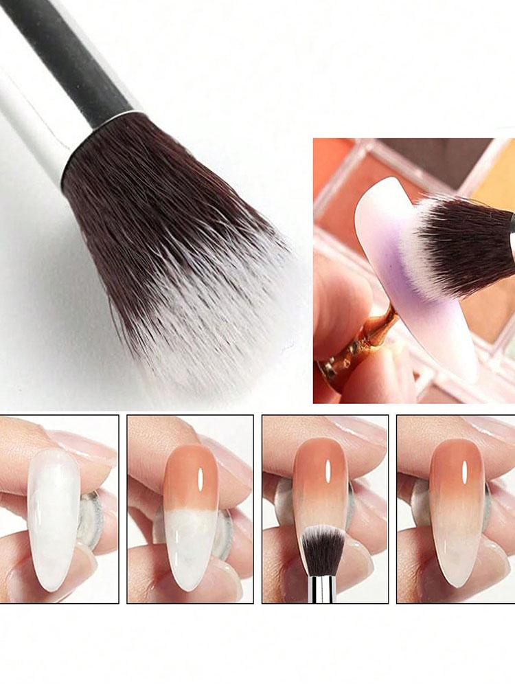 2Pcs/set Nail Art Gradient Blush Brushes Ombre Smudge Painting Pens Thick Head Wooden Handle Nail Art Brush Nail Art Tools 16cm