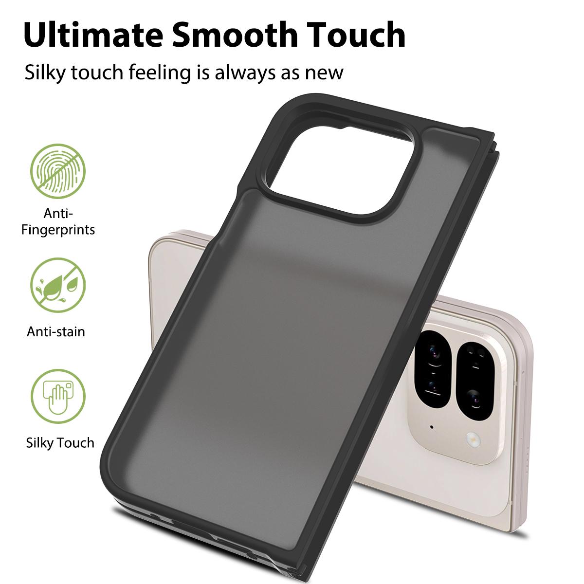 

For Google Pixel 9 Pro Fold 5G Case Skin Touch TPU Frame Acrylic Back Phone Cover Black