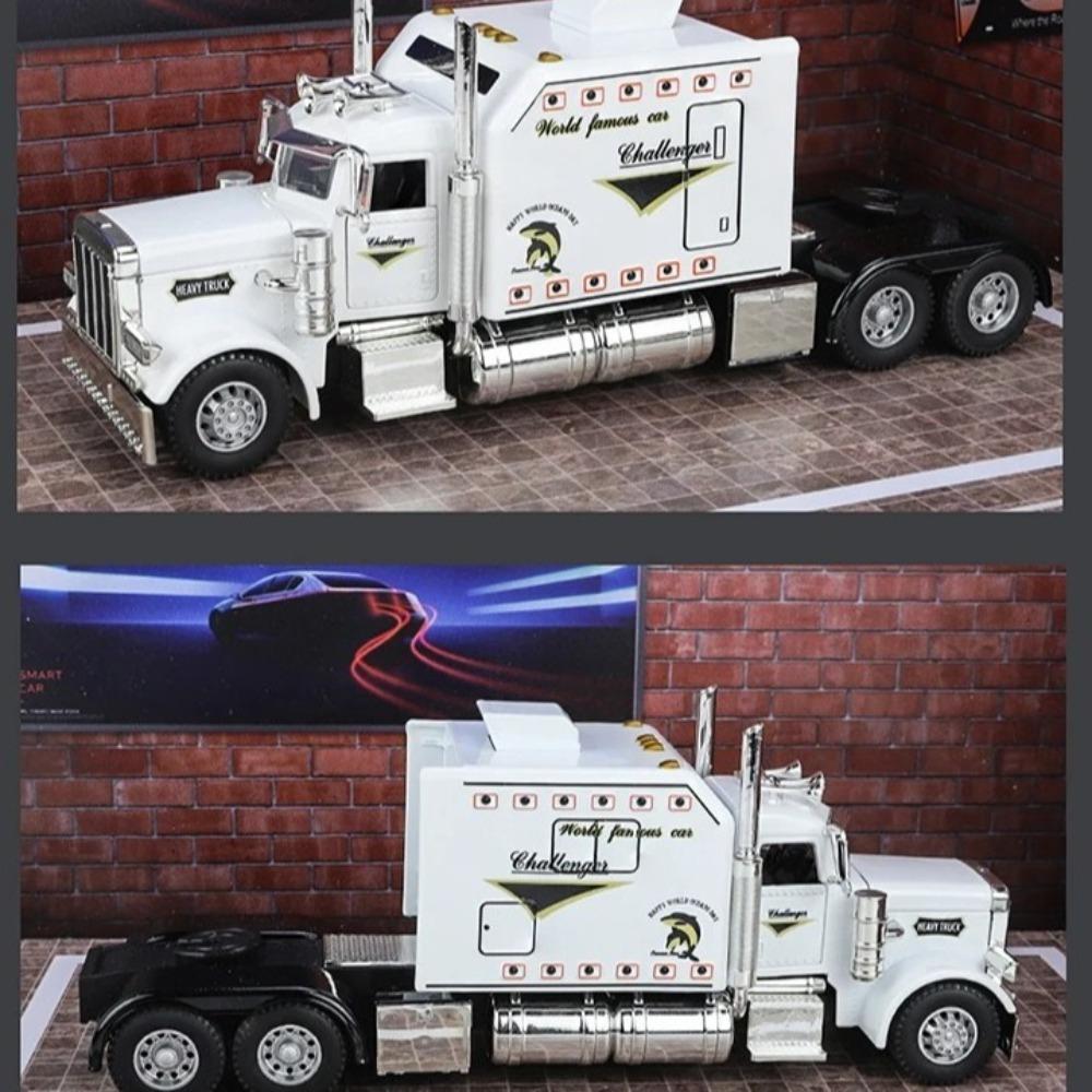 Funny 1:24 American Truck Model Sound And Light Vehicles Gifts Container Truck Simulation Alloy Heavy Truck Model Decoration
