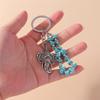 Ethnic Turquoise Stone Elephant Keychain for Women Men Key Ring Pendant Handbag Decor DIY Handmade Jewelry Gift