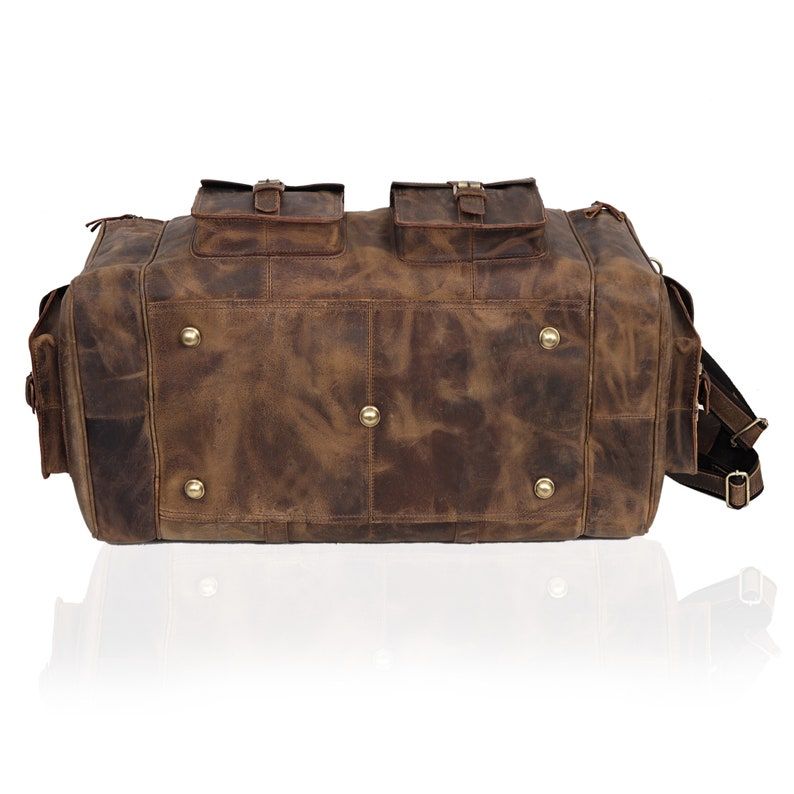 Duffelbag i skinn, weekender i skinn, helgeveske i skinn, reiseveske i skinn, overnattingsveske i skinn, duffelbager for menn til ektemann, pappa, holdall i skinn