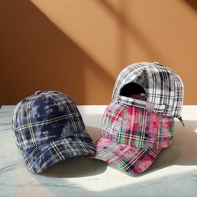 Autumn and Winter Hard Top Plaid Retro Baseball Cap Women's Street Classic Old Face Small Sunshade Cap Trend