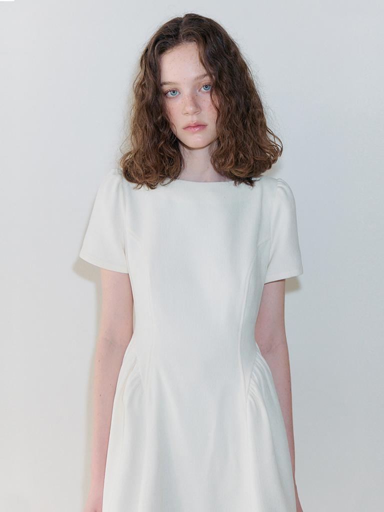Etmont Shirring Flare Mini Dress, Ivory