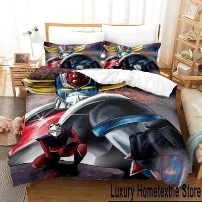 3D Print Mechanical Goldorak Bedding Set Duvet Cover Bed Set Quilt Cover Pillowcase Comforter King Queen Size Boys Adult