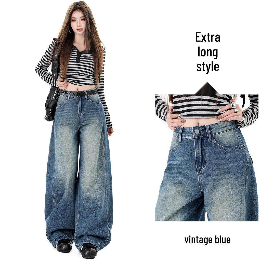 High Street Style Damen Weite Jeans - Frühling/Herbst 2026 Bodenlang Lockerer Schnitt