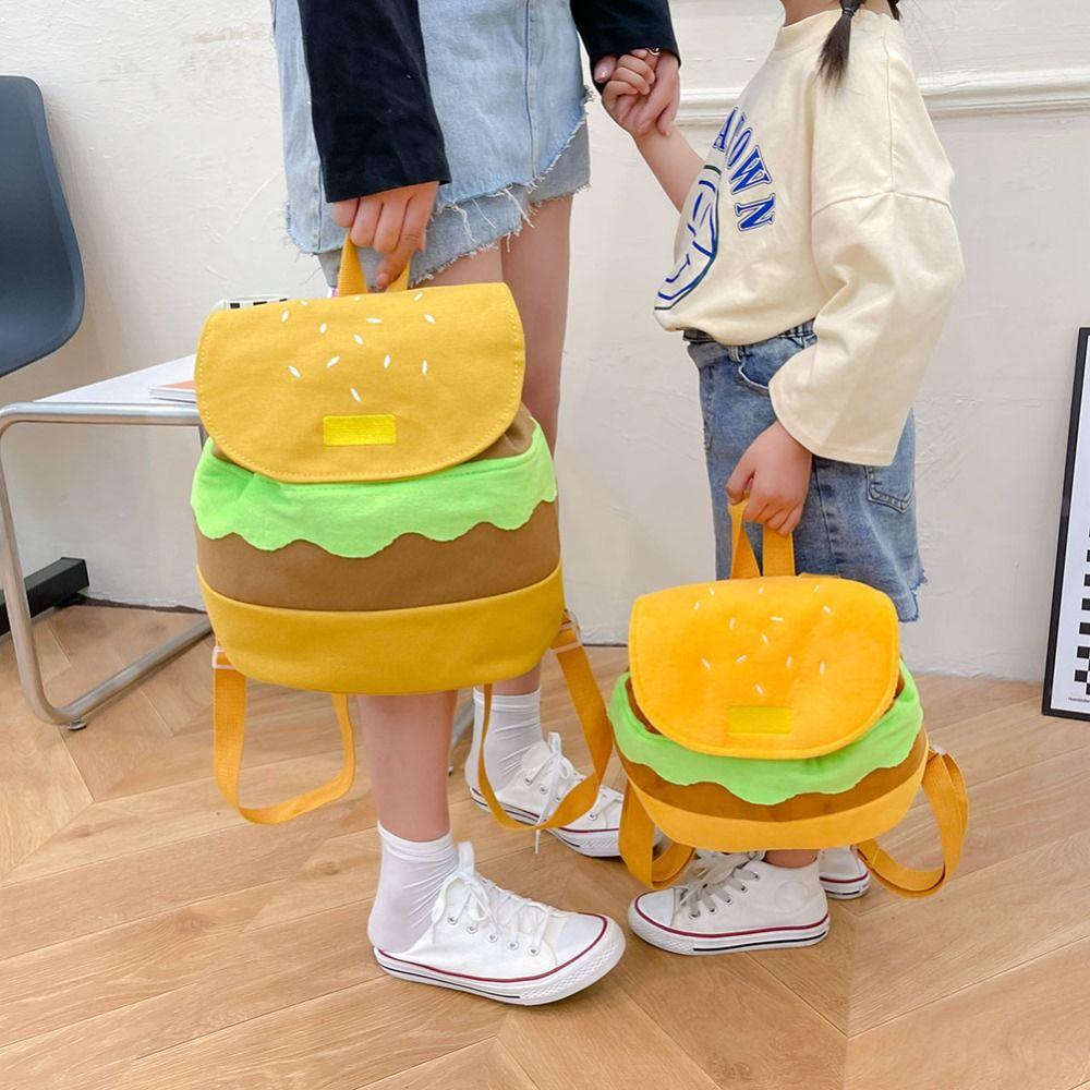 

Parent-child Backpack Kids Pack Cartoon Burger Bag Kindergarten School Bag Hamburger Plush Backpack S
