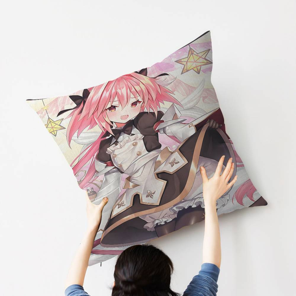 A-Astolfo Pink Cute Anime Girl Maple Design Cushion Cover Happy Autumn Harvest decor Holiday Decorati Pillow Cover