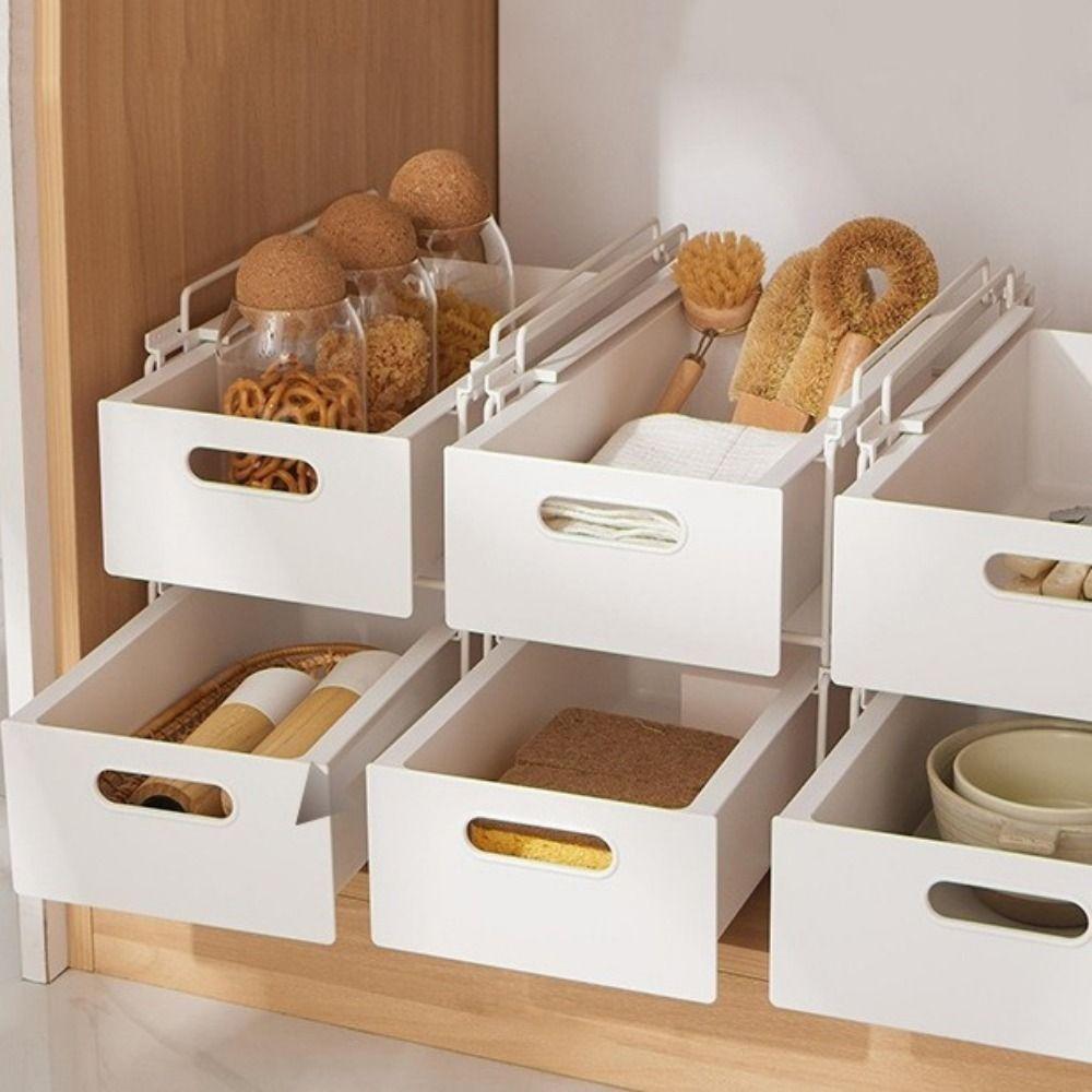 Carbon Steel Pull-out Storage Basket Large Capacity Cabinet Storage Box  Living Room