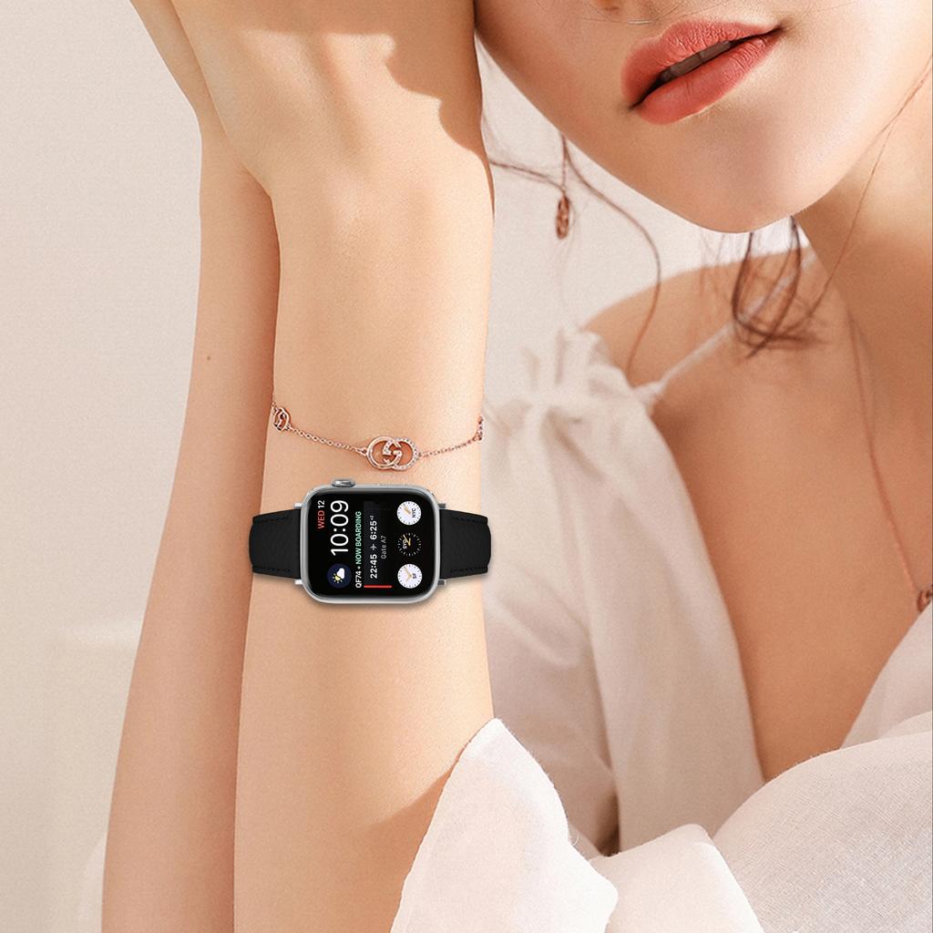 Replacement Strap for Apple Watch Series 10 9 8 7 SE 6 5 4 3 2 1 42mm 41mm 40mm 38mm Litchi Texture PU Leather Watch Band